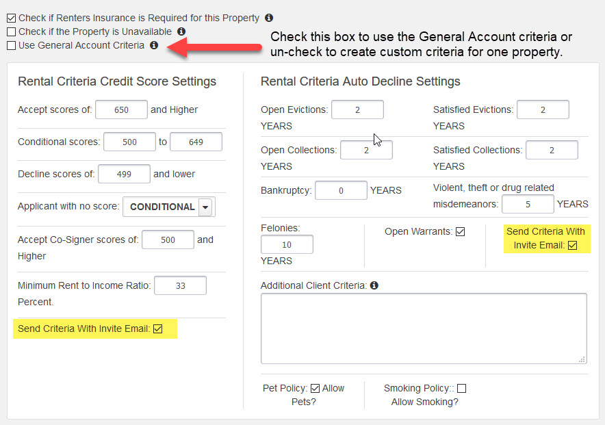 Unique Rental Criteria for Individual Property Addresses